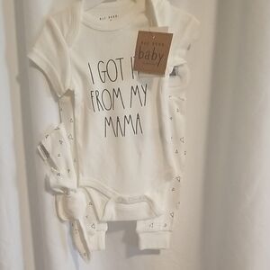 Rae Dunn White Bodysuit Soft Cotton One Piece